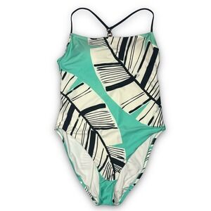 Trina Turk 14 High Leg Maillot One Piece Swimsuit T-Back Strap Lagoon Copacabana